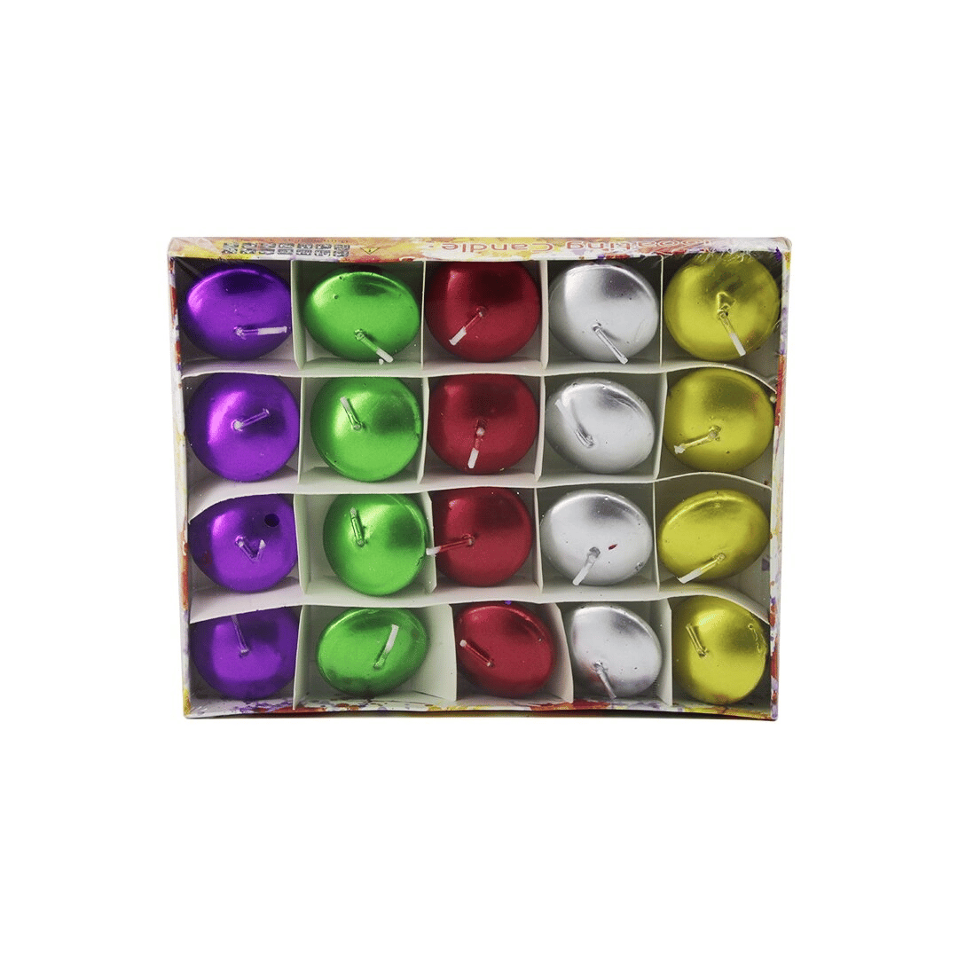 20pcs Suda Yüzen Mum Beyaz - Renkli Bx40