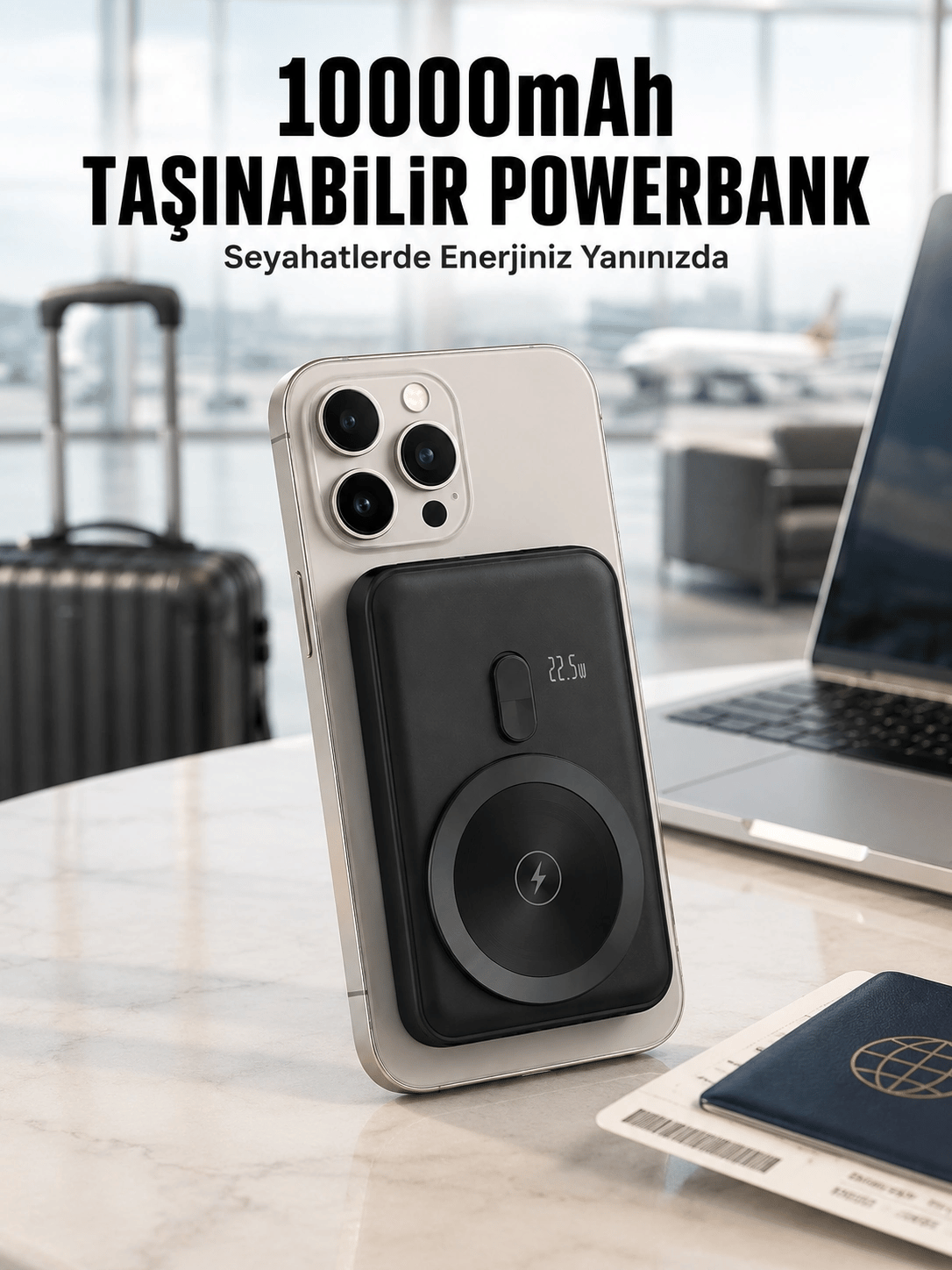 22.5W Hızlı Şarj Destekli Manyetik Powerbank Kompakt Tasarım Yeni Nesil