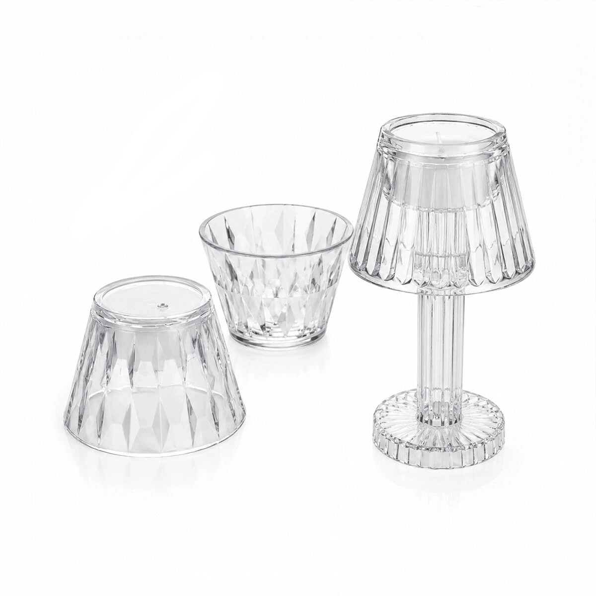 24 Adet Kristal Damlalı Mumluk - Masa Lamba Abajur Mini Pilli Bx40
