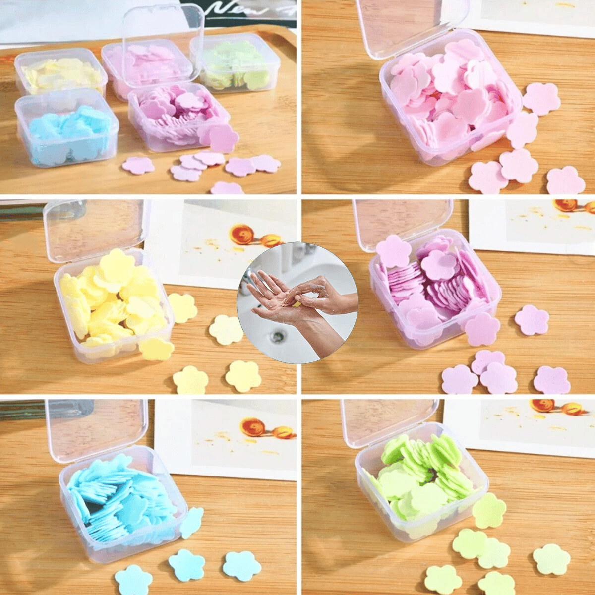 24 Adet Sevimli Sabunlar Mini=1.2-1.5cm Boyutunda Seyahat - Piknik - Okulda 3840pcs ± 10 Mix:kalp- Yuvarlak-çiçek Bx40