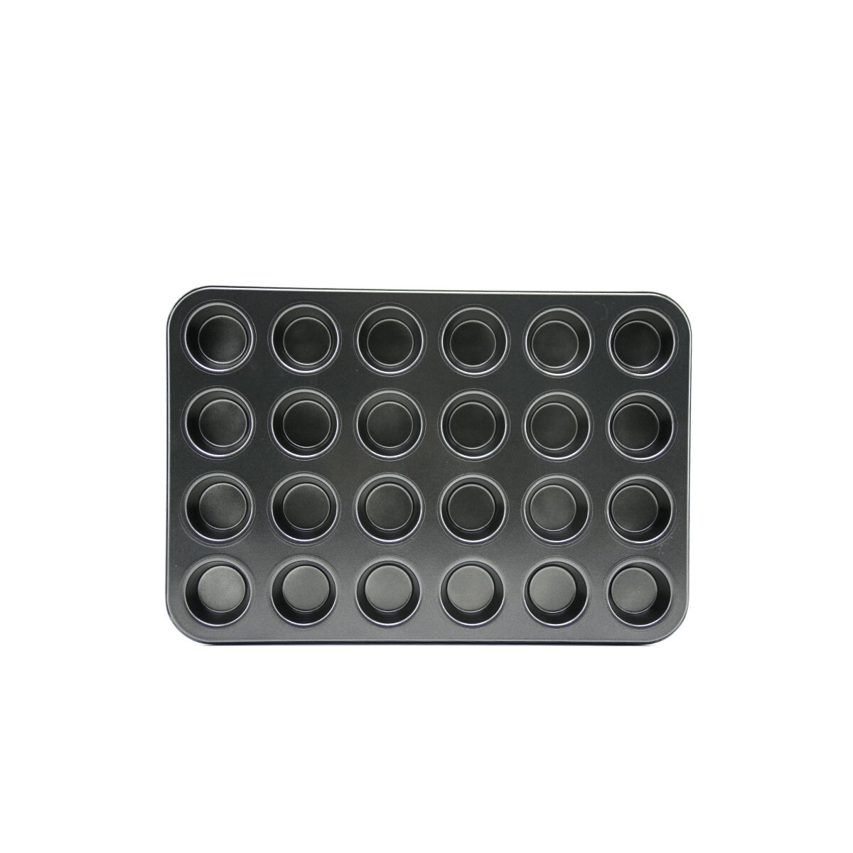 24 Gözlü Metal - Siyah Düz Muffin - Kek Kalıp Bx40