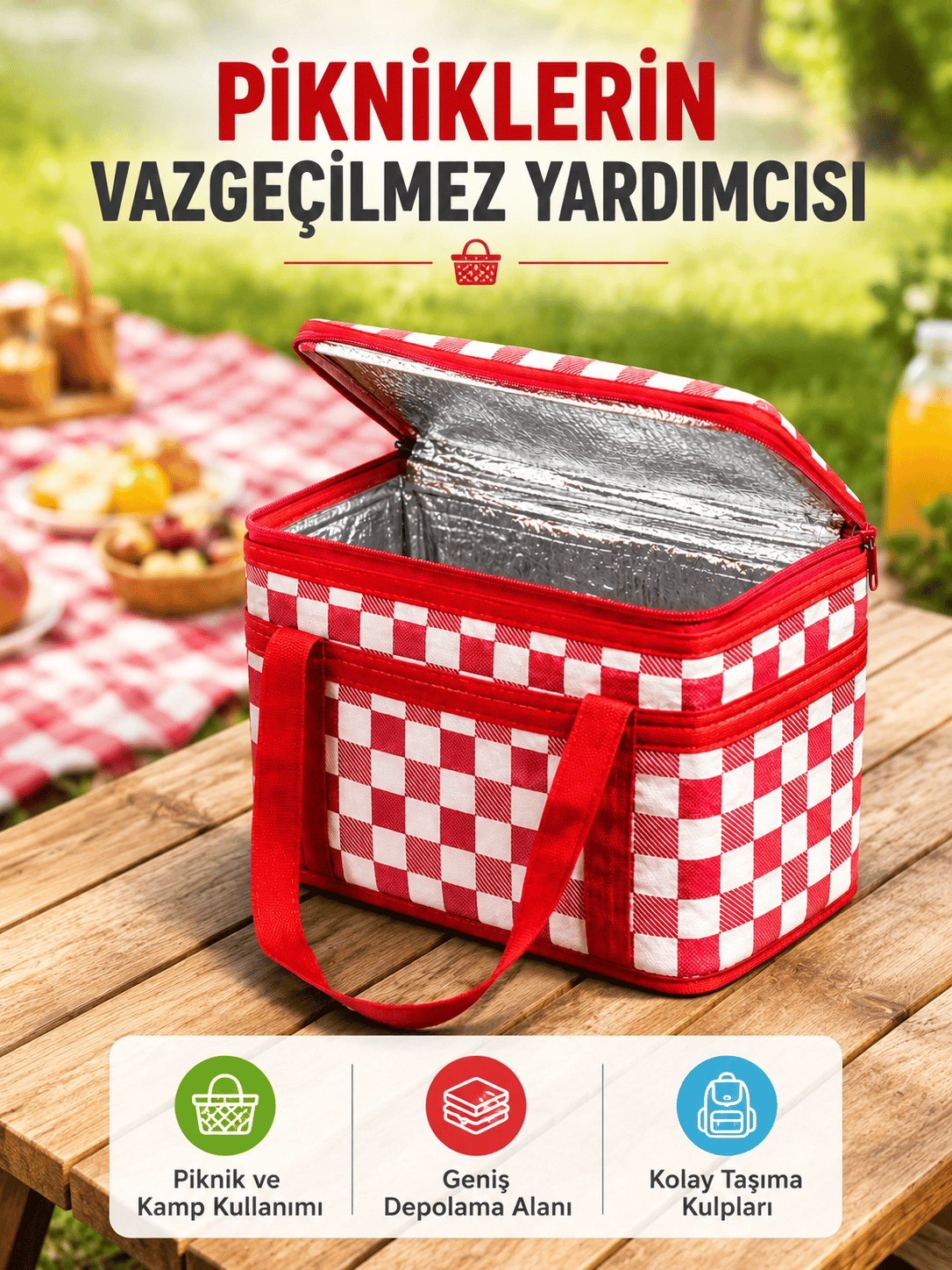25 Litre Geniş Hacimli Termos Çanta Dayanıklı Fermuarlı Isı Korumalı Taşıma Çantası