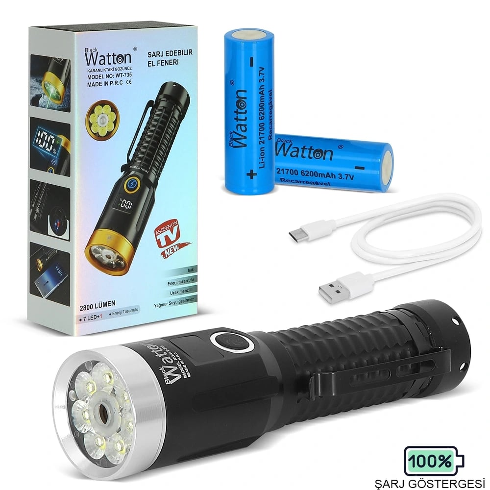 2800 Lümen Özel Seri Yeşil Lazer Özellikli Mıknatıslı  Wt-735