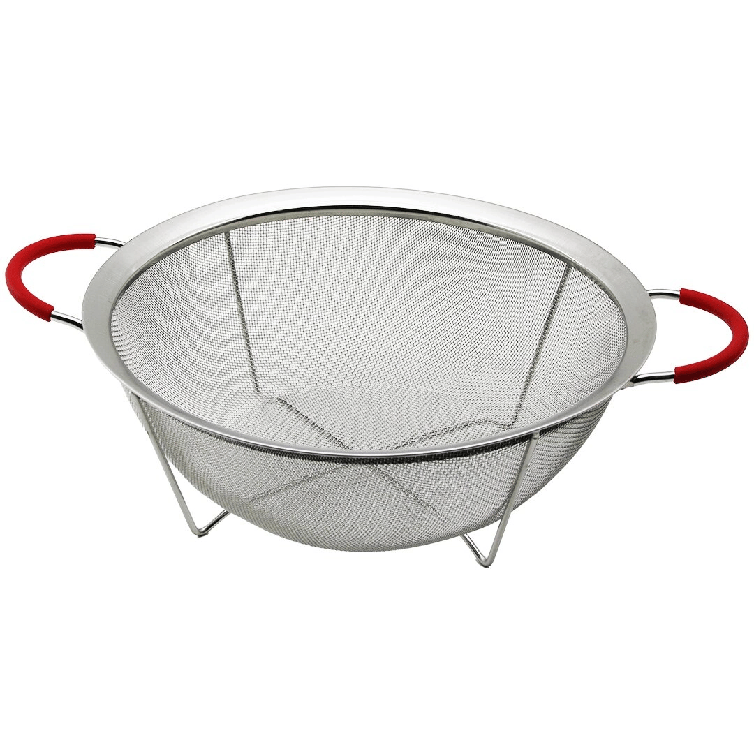 28cm Tel Sepet Metal Süzgeç Silikon Kılıflı Kulp Metal Çerçeve - Ayak Bx40