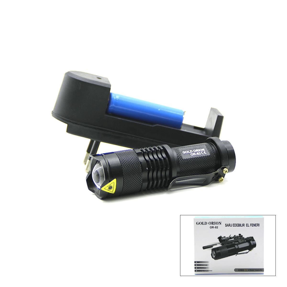 2ın1 Küçük Zoomlu El Feneri Cob Led Metal Kasa 9cm Bx40