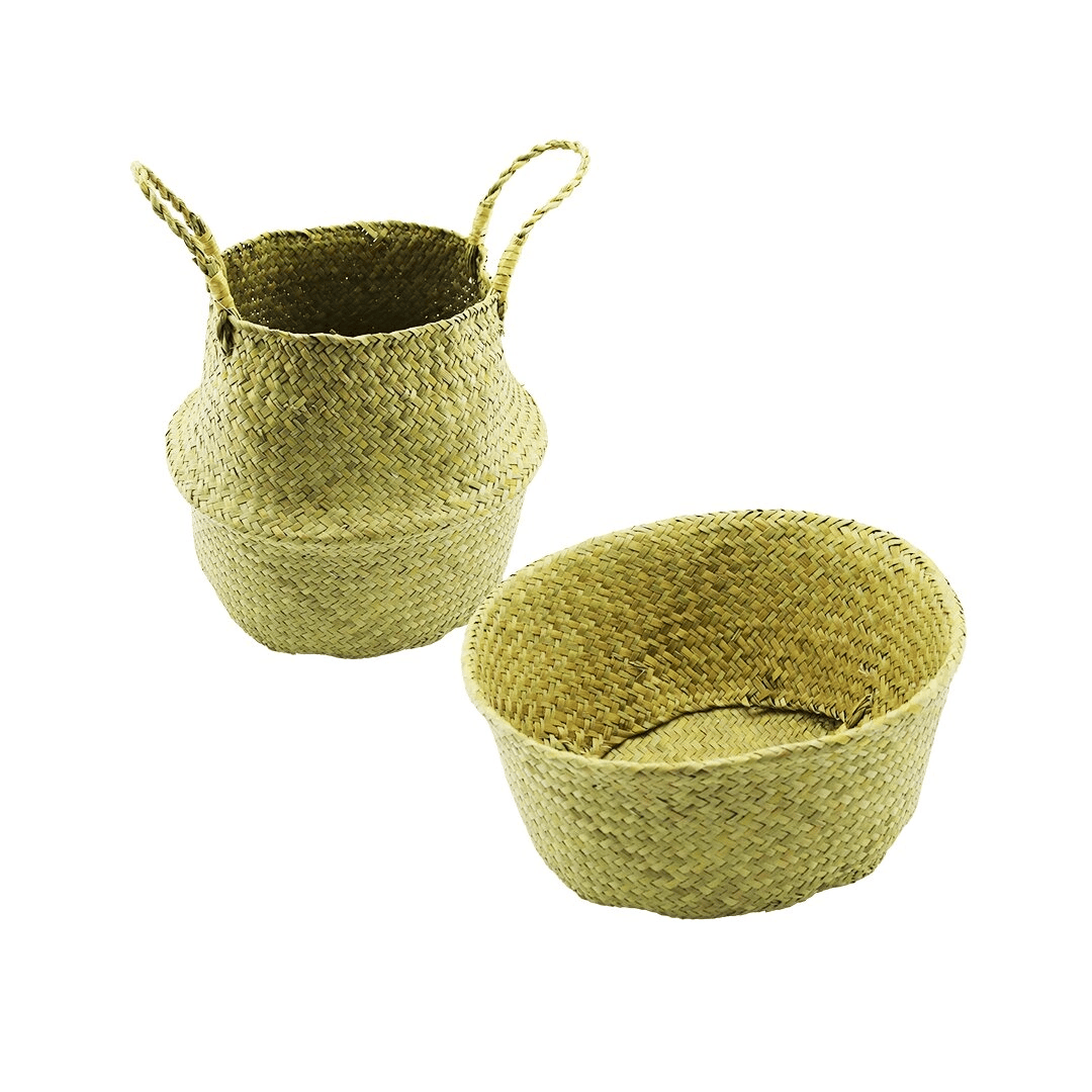 2ın1: Kulplu - Kulpsuz  Hasır Organizer Sepet Ç: 33---25cmy:15-30cm Bx40