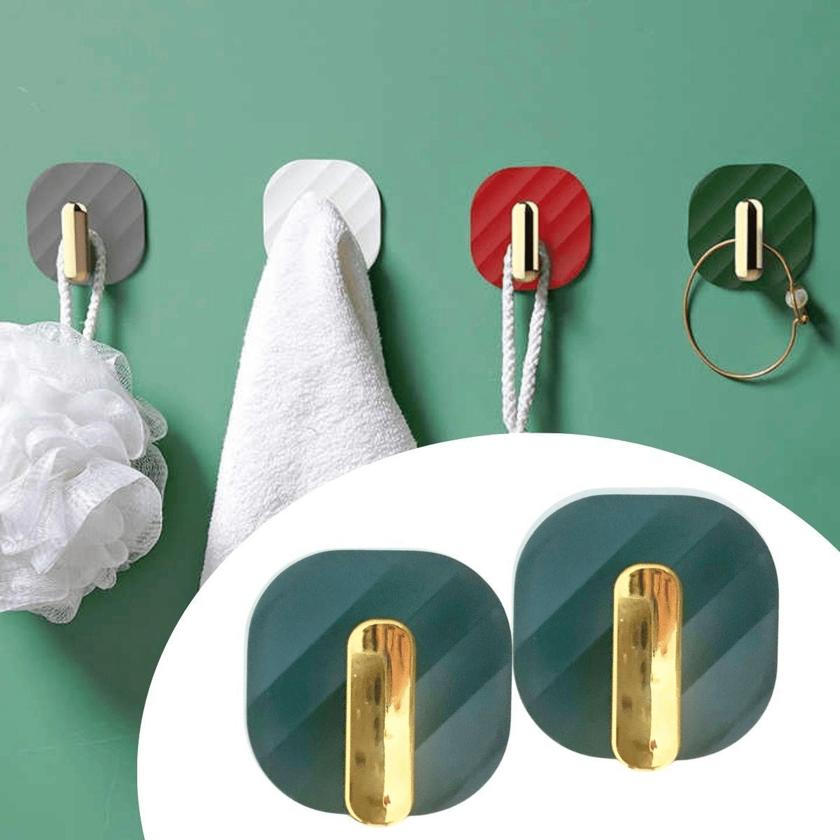 2li Yapışkanlı Retro Askılık Dolap Kapak Kulpu Yeşil Bx40