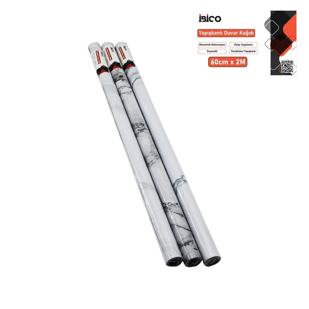 2mt X 60cm Beyaz Mermer Desenli Tezgah Üstü Folyo Sticker - Duvar Kağıt Kendinden Yapışkanlı - Eko Dekorasyon - Dayanıklı Bx40