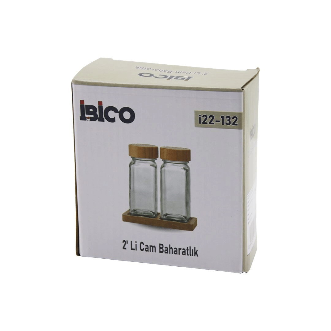 2pcs Bambu Kapaklı Cam Tuzluk - Biberlik - Baharatlık 120ml Bx40