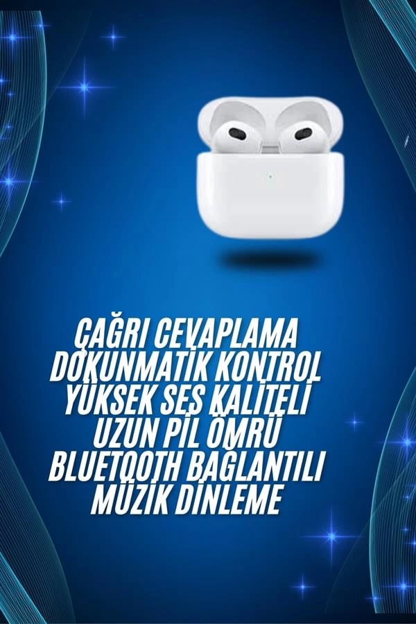 3.Nesil İOS Android Uyumlu Bluetooth 5.0 Beyaz Çağrı Cevaplama