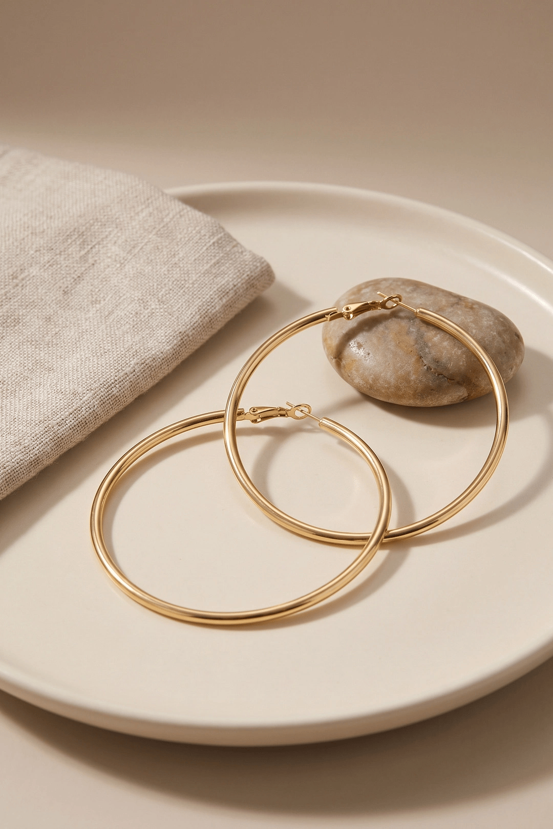 316L Çelik Gold Renk 56 mm Halka Küpe