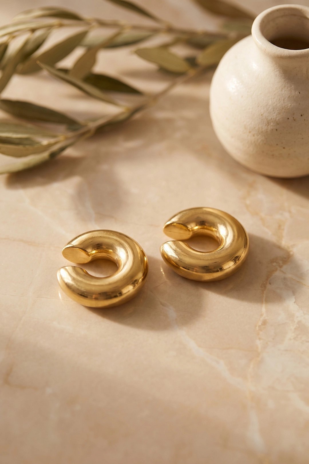 316L Çelik Gold Renk Çiftli Earcuff Küpe