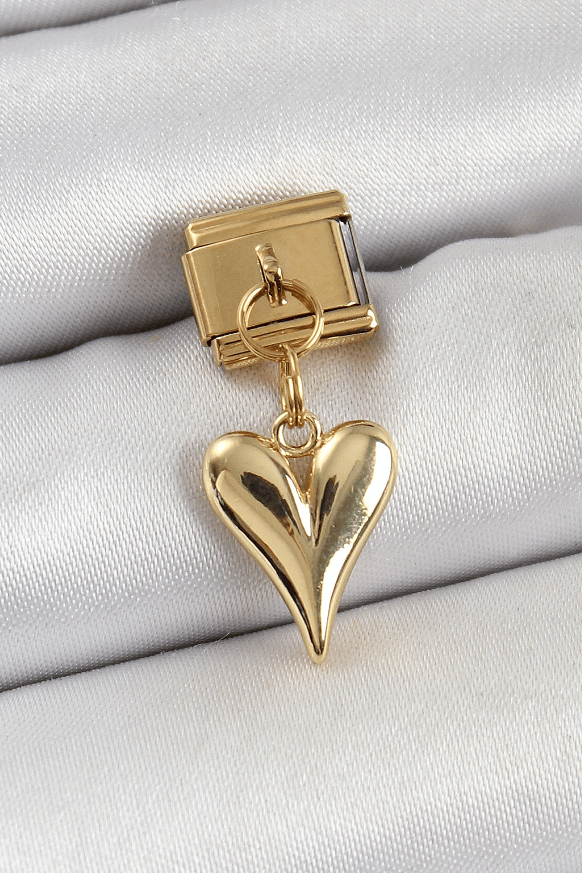 316L Çelik Sallantılı Kalp Model Gold Renk Nomination Charm