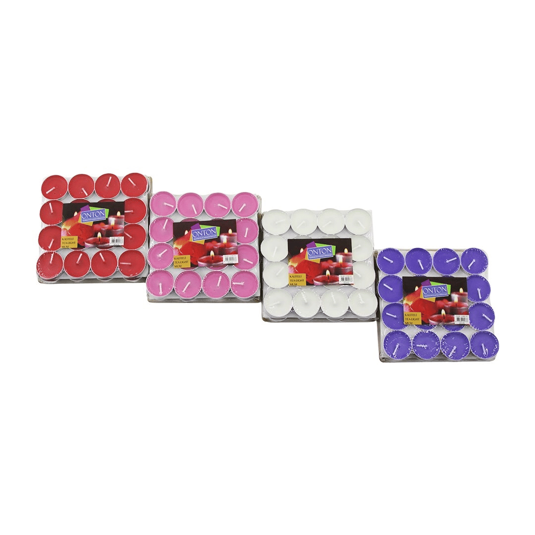 32pcs Renkli Tea Light Yuvarlak Mum Mix - Herhangi Bir Renk Gönderilir Bx40