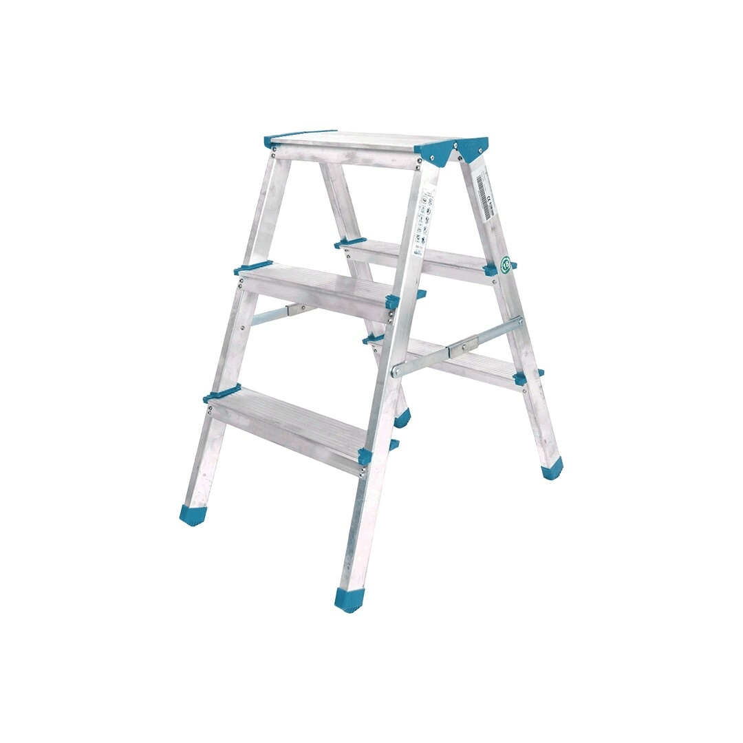 3+3 Çift Basamaklı Alüminyum Metal Merdiven Yükseklik = 69cm Baş Genişlik = 8cm Bx40