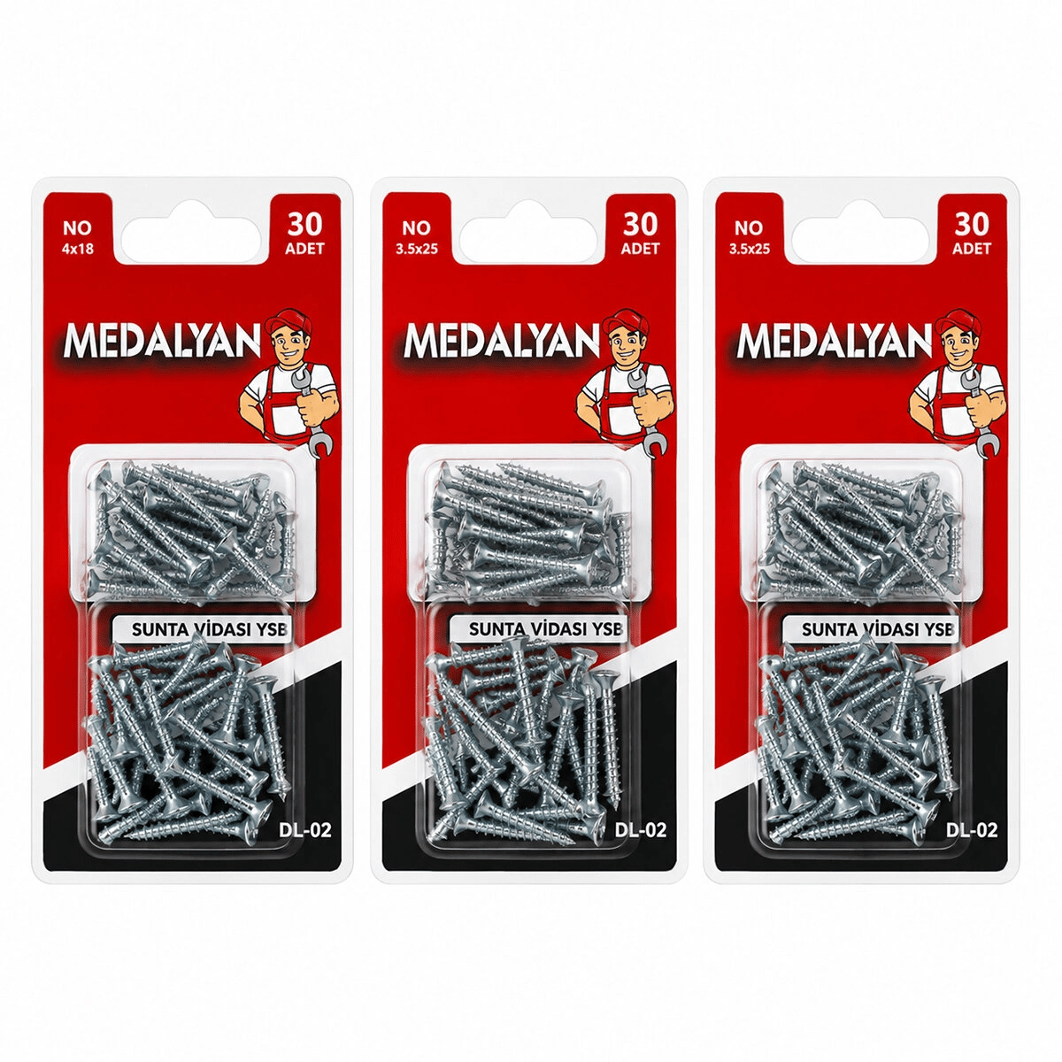 360 Adet 3.5x25 Sunta Vidası 12x30pcs Bx40