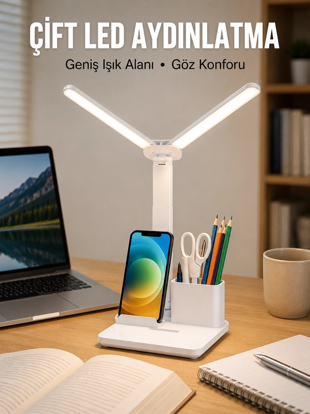 3’ü 1 Arada Çok Amaçlı Masa Lambası | Göz Yormayan Işık, Organizer Tasarım Yeni Nesil