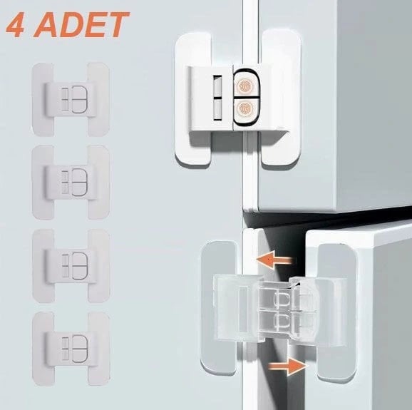 4 Adet Buzdolabı, Çekmece ve Dolap Kapağı Çocuk Kilidi
