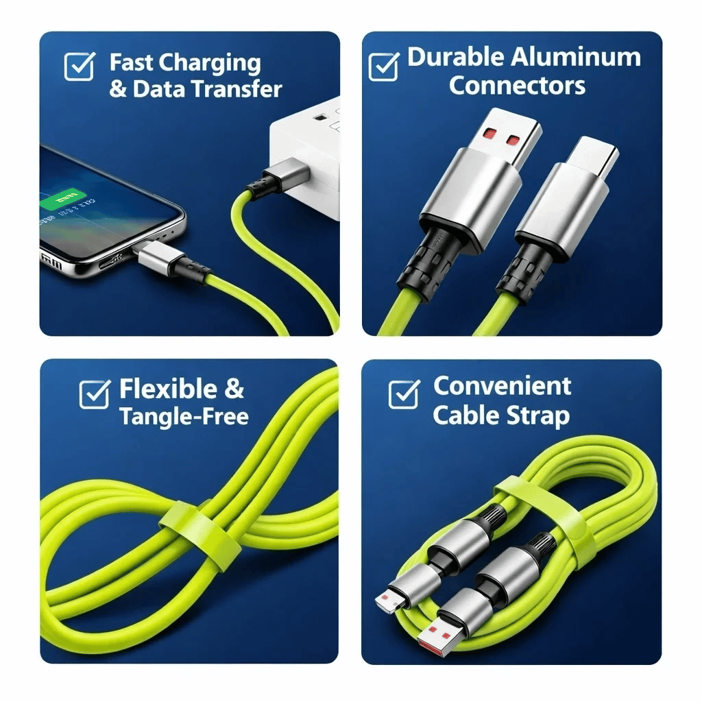 4-in-1 240w Pd Hızlı Şarj Kablosu – Type-c Lightning Destekli Pl-8632 Bx40
