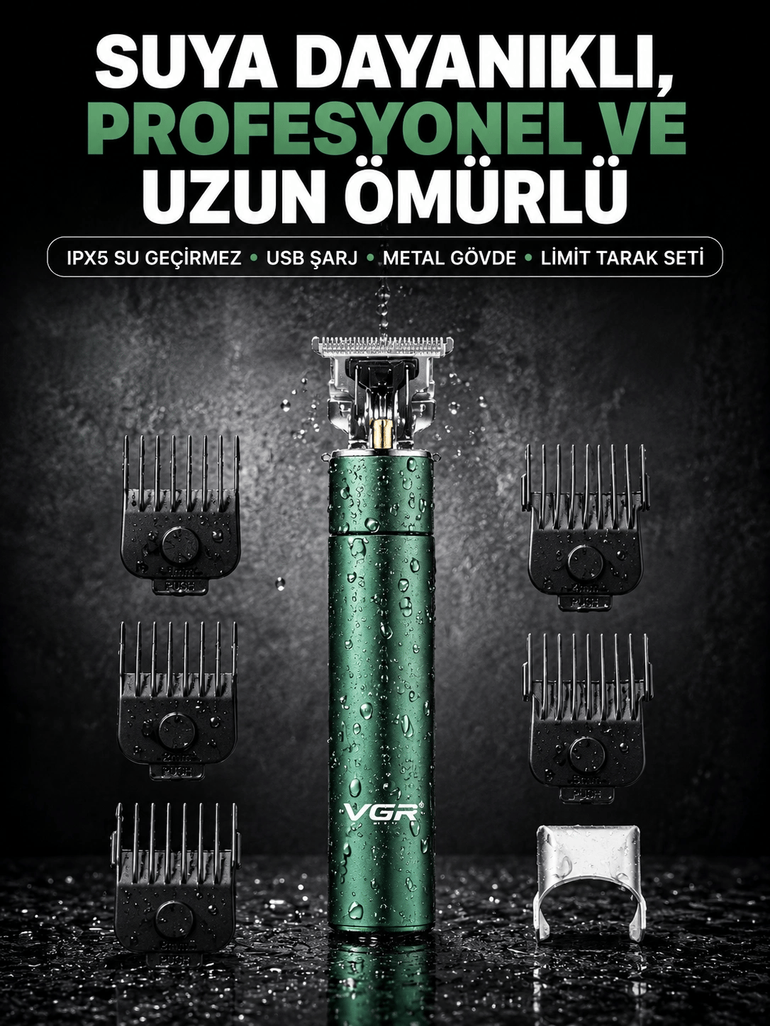 4 Limit Taraklı IPX5 Su Geçirmez Saç Kesme Makinesi