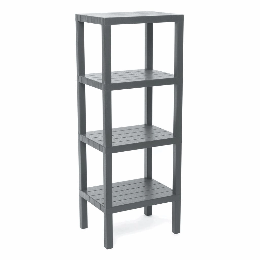 4 Raflı Gri Modüler Ünite Plastik 38x29x100 Cm Bx40
