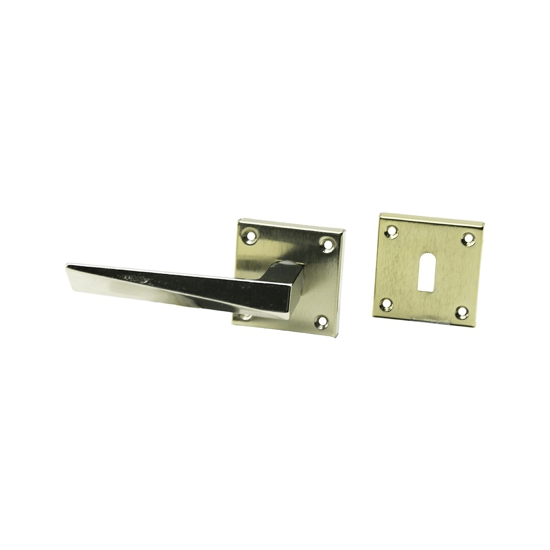 4 Takım Pratik Prizma Oda  Gri Nikel Rozetli Kapı Kolu Bx40