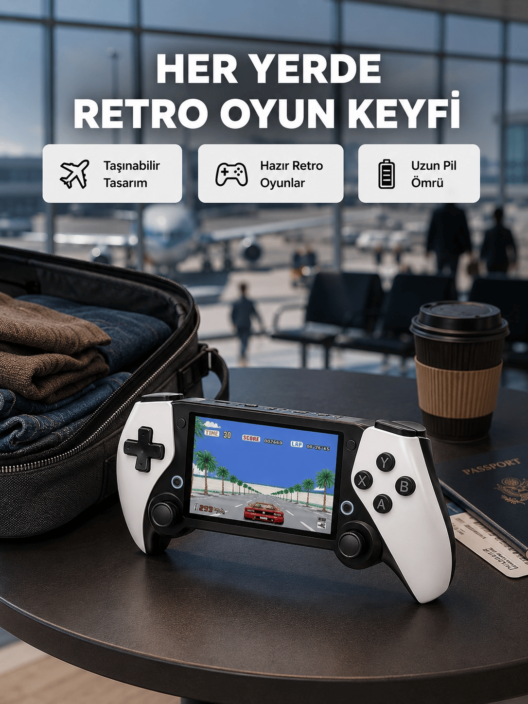 4.3 İnç Ekranlı Retro Oyun Konsolu – 64 GB Hafızalı, Şarjlı ve Multimedya Destekli