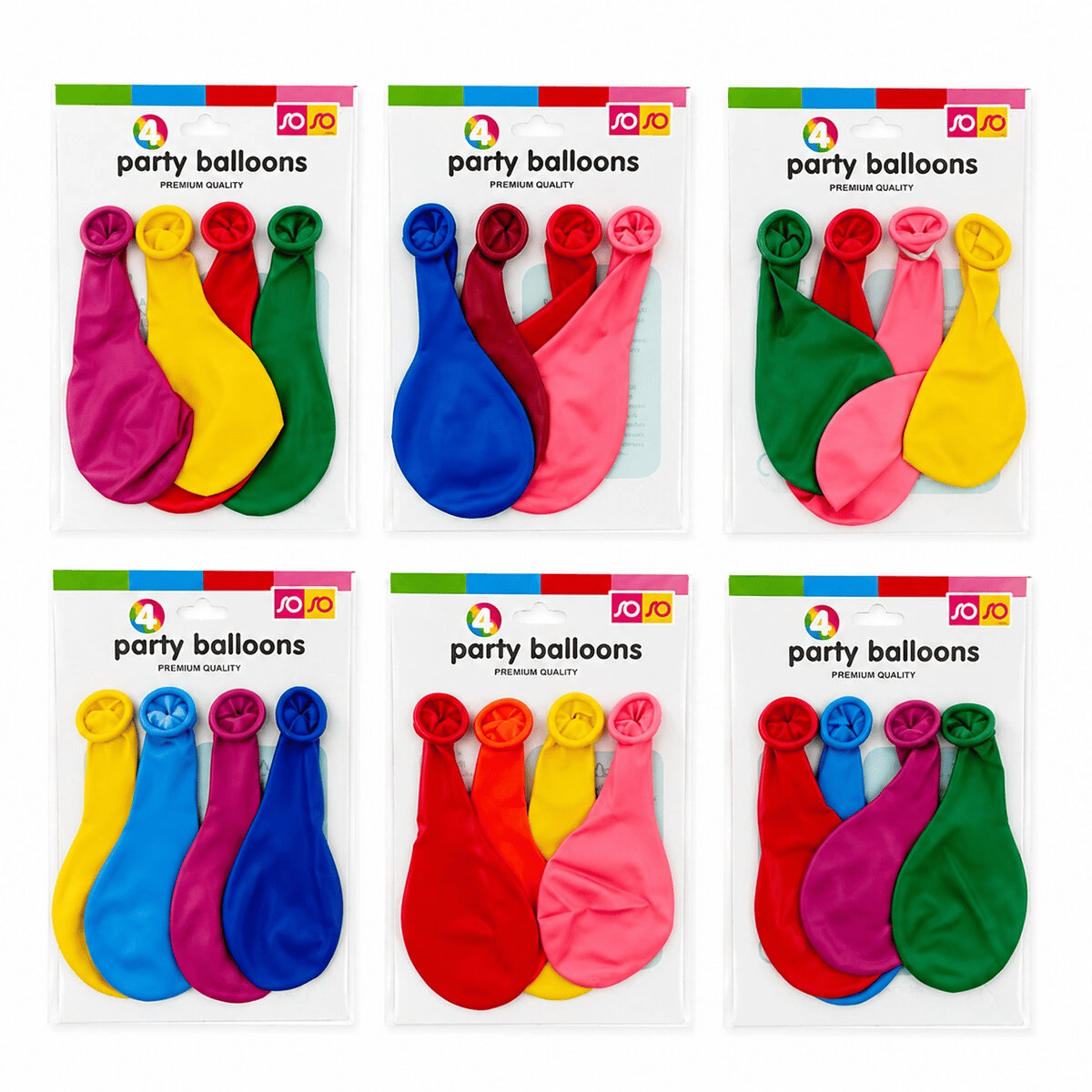 40 Paket - 4pcs Küçük Boy Renkli 20cm Party Balon - Toplamda 160 Adet Balon Bx40