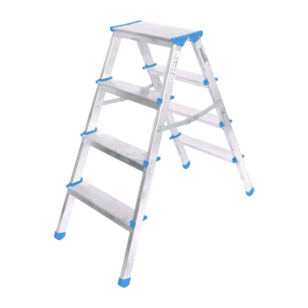 4+4 Çift Basamaklı Alüminyum Metal Merdiven Yükseklik = 92cm Baş Genişlik = 8cm Bx40