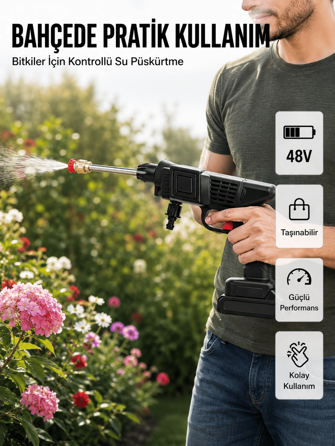 48V Şarjlı Basınçlı Yıkama Cihazı Köpük Hazneli 2025 Orijinal Model
