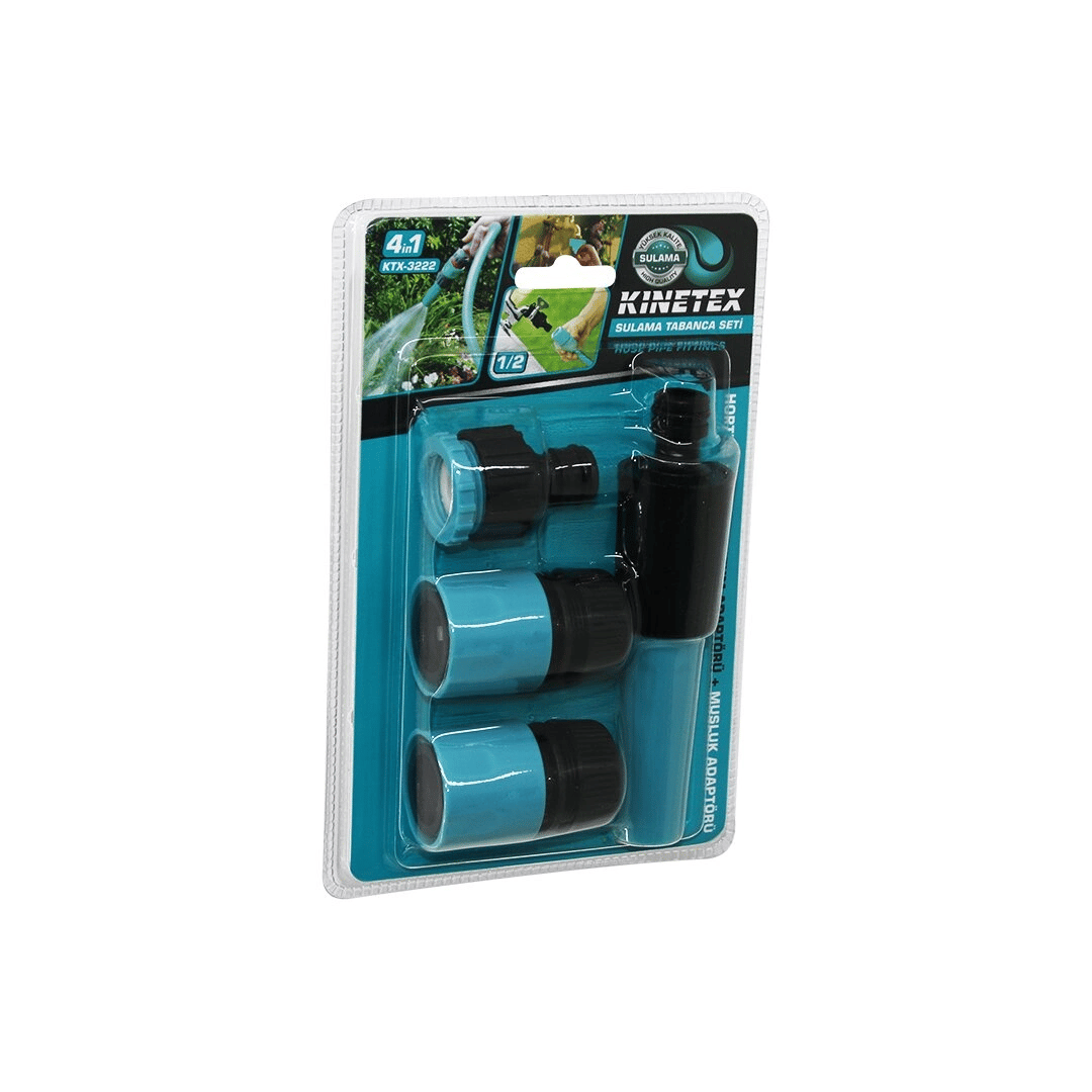 4ın1 - 1/2 Sulama Tabanca Bağlantı Aparatı Seti Hortum Lens - Hortum - Musluk Adaptör Bx40