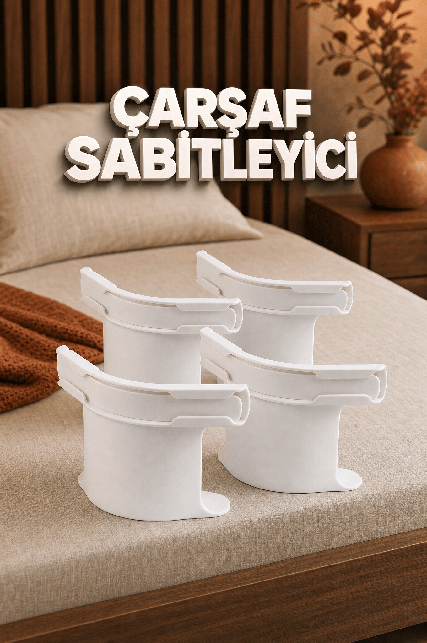 4'lü Çarşaf Sabitleme Aparatı Nevresim Tutucu Yatak Kenarı Pratik Set