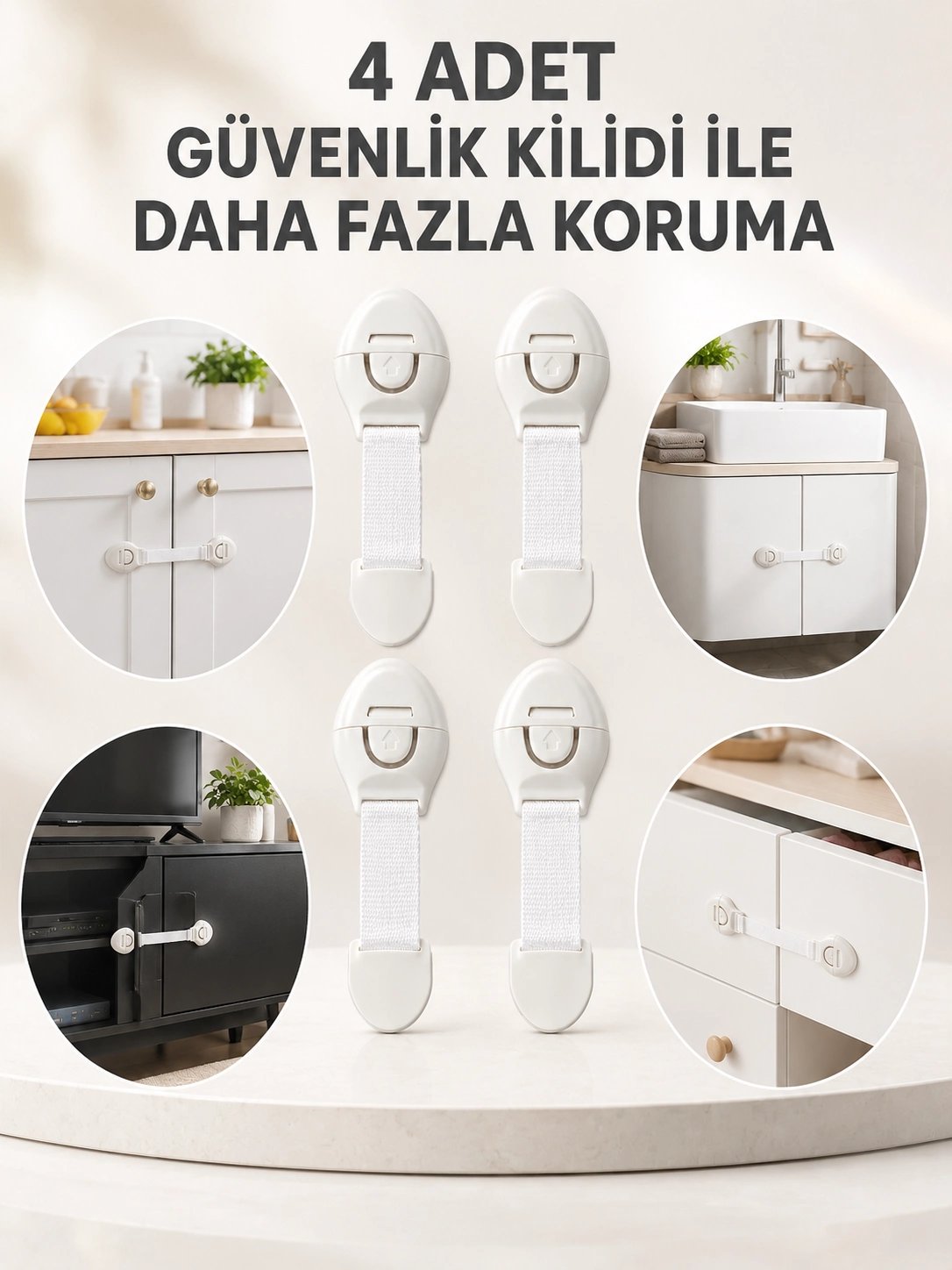 4'lü Esnek Kayışlı Çocuk Güvenlik Kilidi Pratik ve Güvenli Kullanım