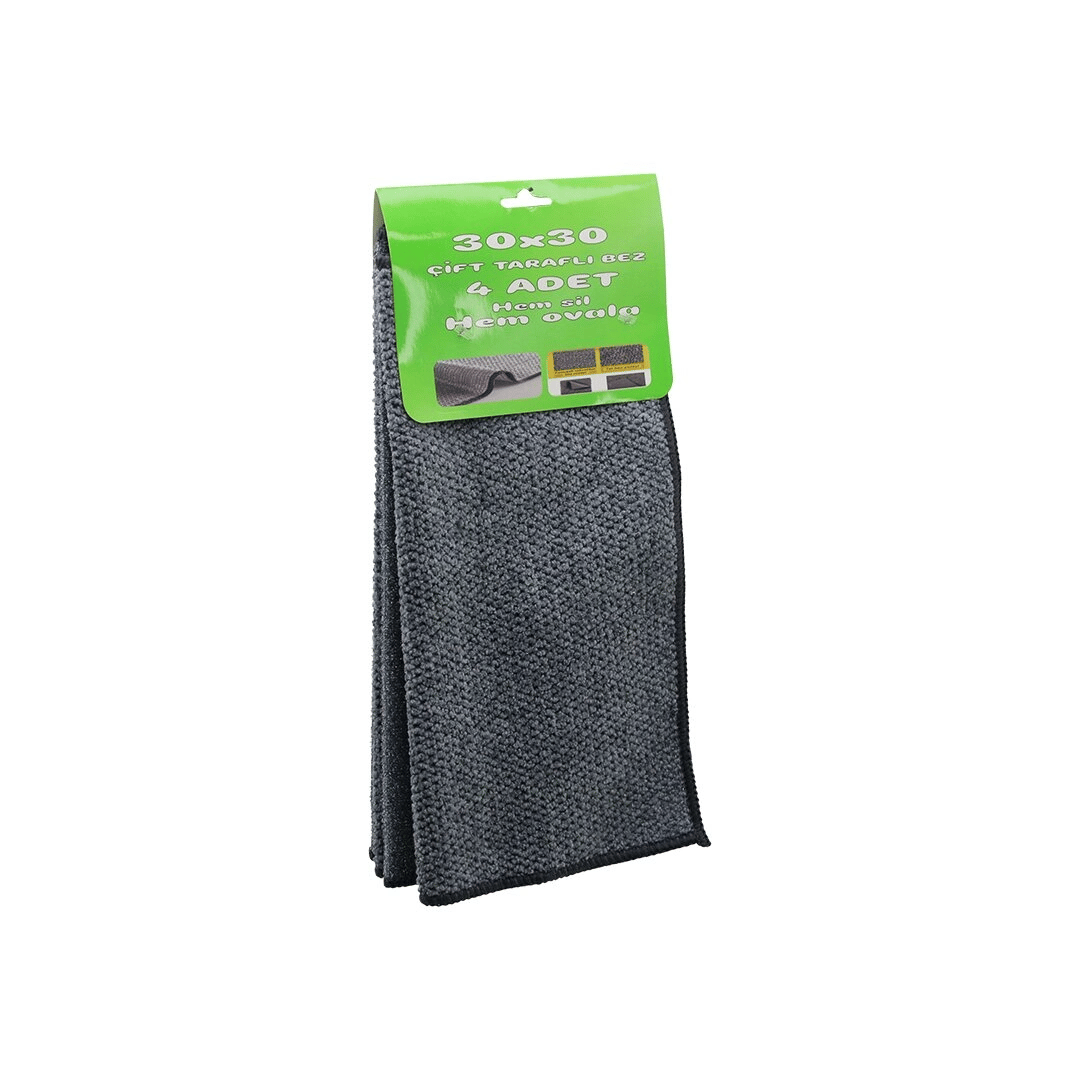 4pcs   30x30cm   Çift Taraflı=mikrofiber - Tel Bez   Zor Kir  Bezi  Hem Sil - Hem Ovala Bx40