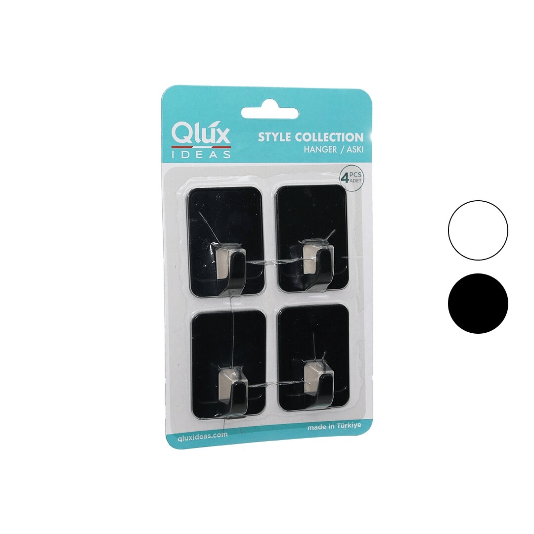 4pcs Cloud Askı No-2 Siyah - Beyaz Plastik Yapışkanlı Montaj Bx40