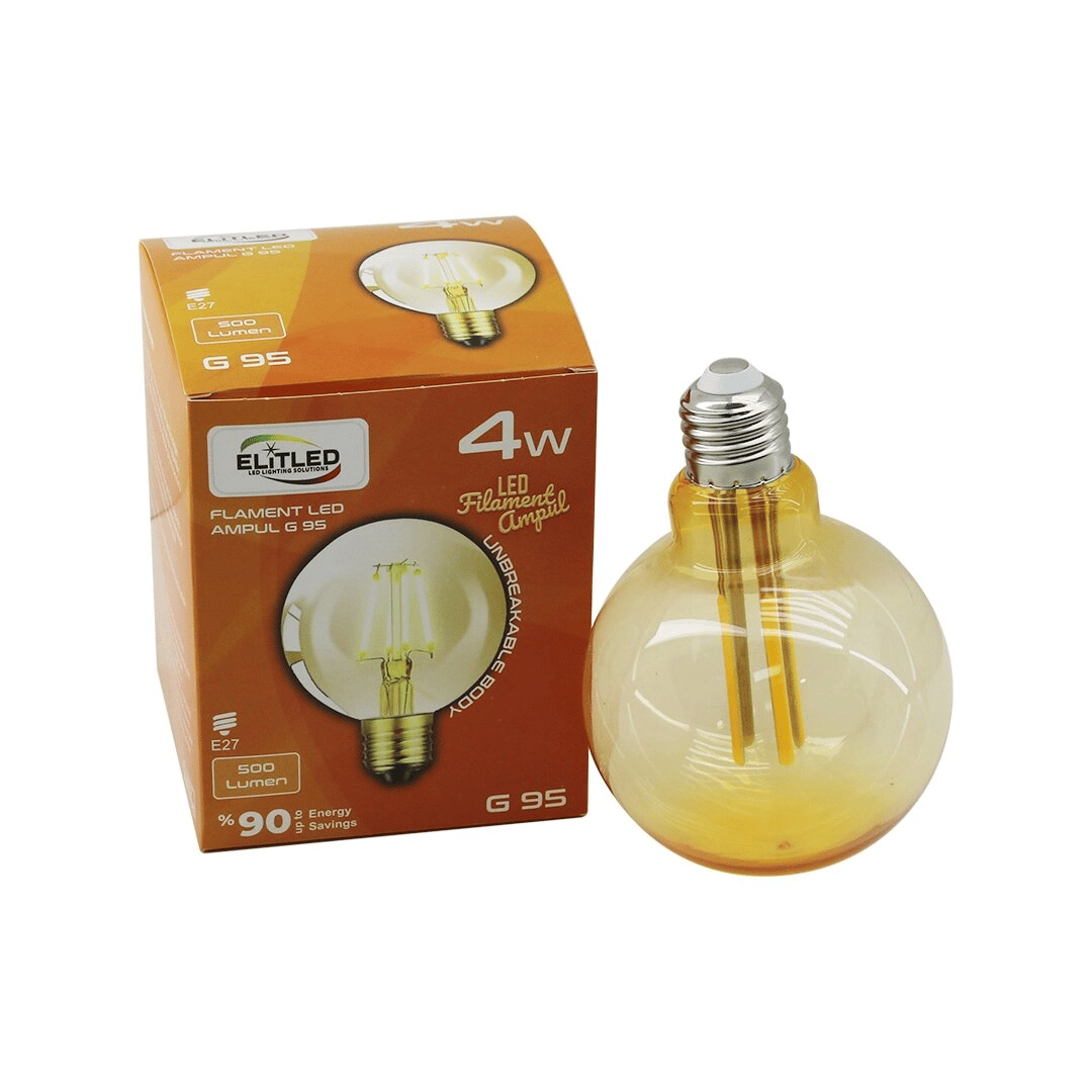 4w - E27 Gold Color Flament Rustik Ampul 400lumen - 2200k Kırılmaz Gövde Bx40