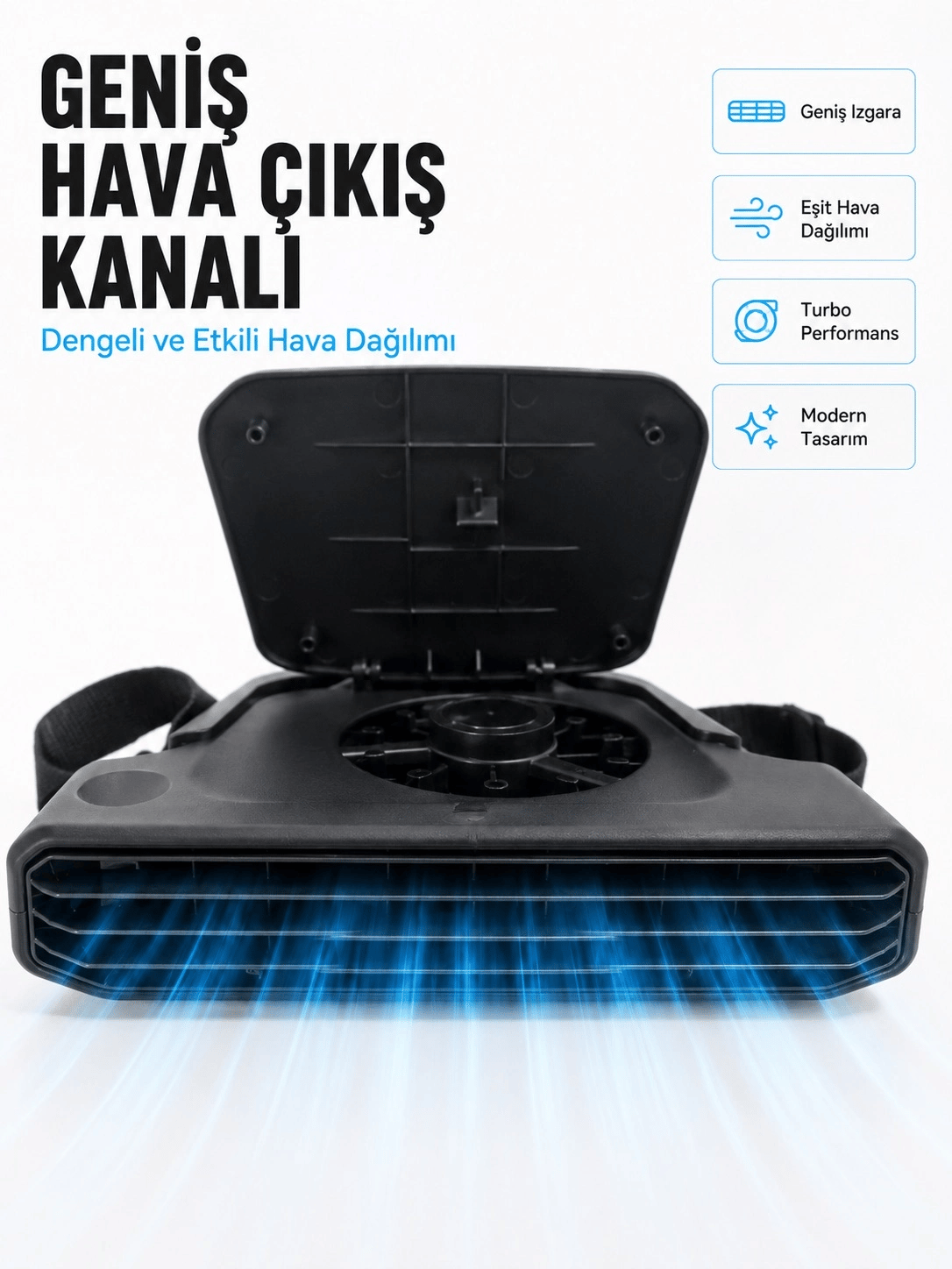 5 Kademeli Araç İçi Boyun Serinletme Fanı Güçlü Turbo Hava Akışlı USB Şarjlı