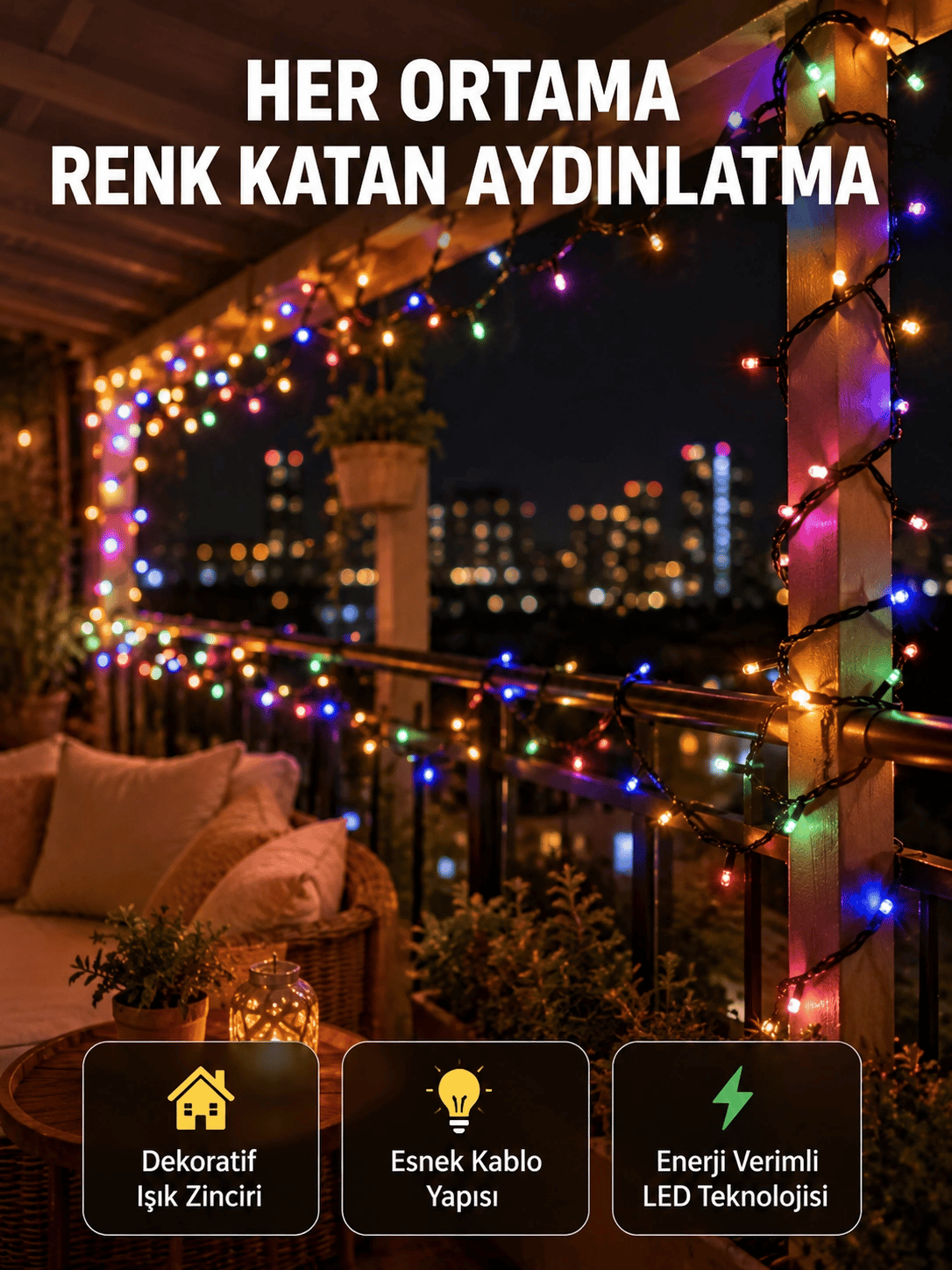 5 Metre Şeffaf Kablo LED Peri Işığı 50 Ampullü Dekoratif Led Yeni Nesil