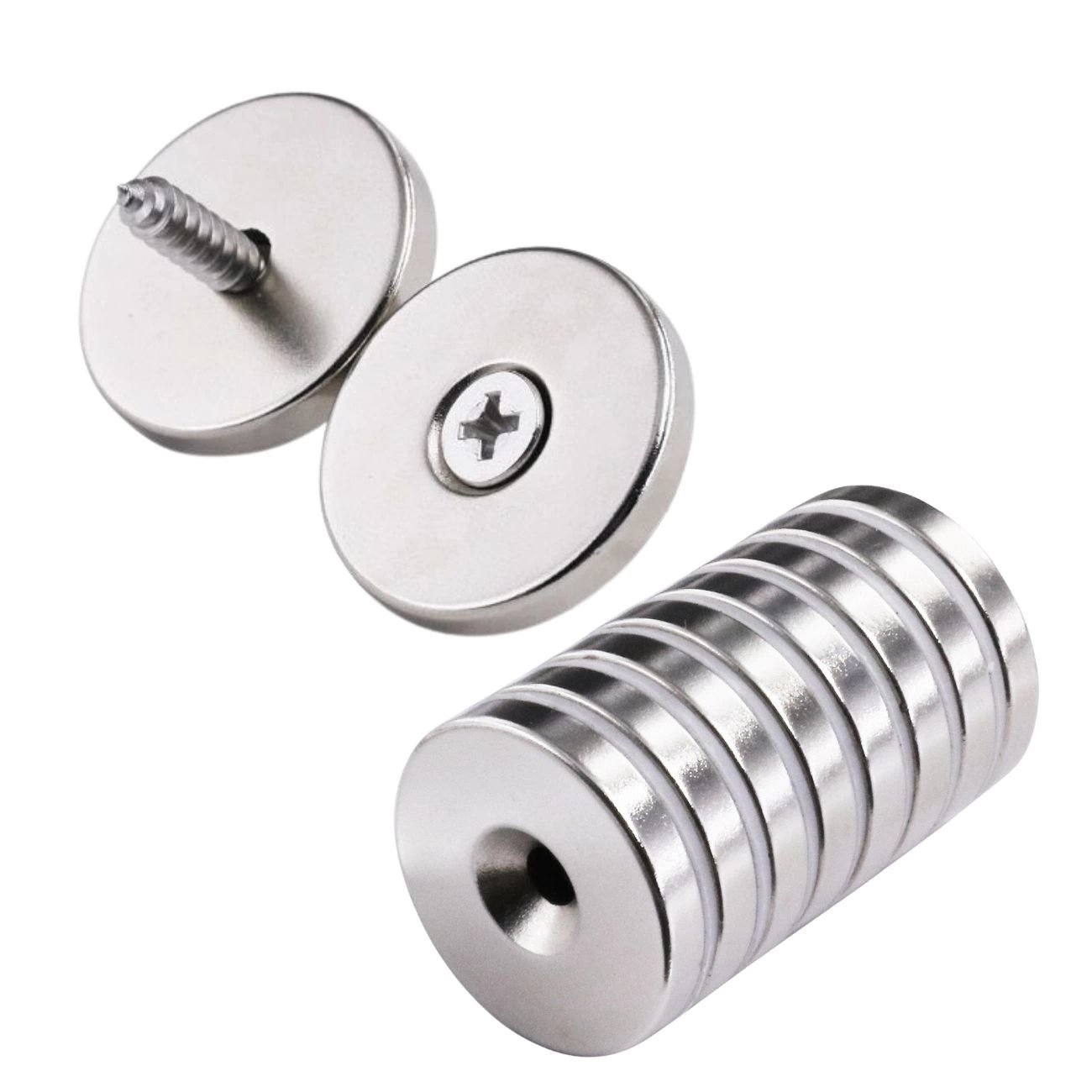 50 Adet 25x10/5x5,5 Mm Neodyum Mıknatıs Havşa Delikli Magnet Vida Atılabilir N35 Nikel Paslanmaz