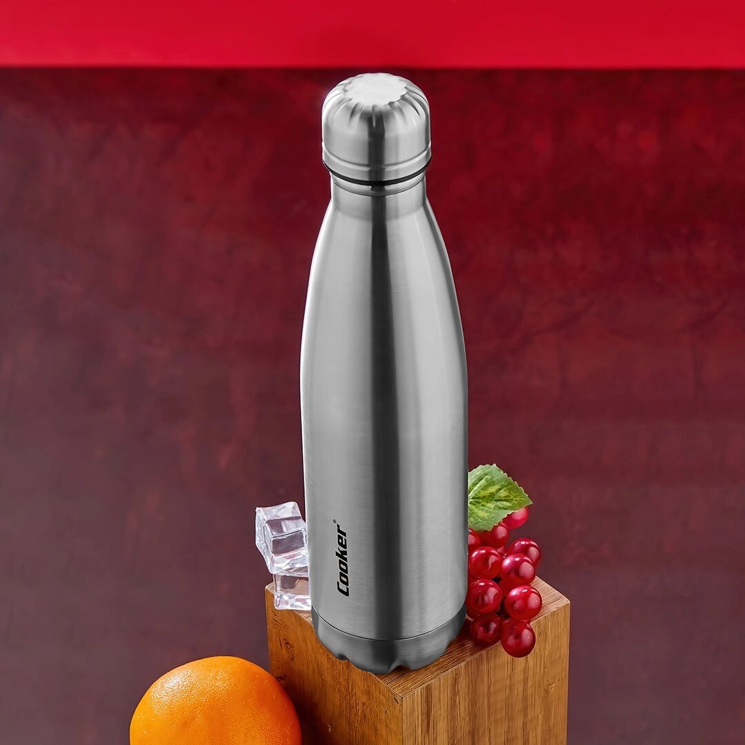 500ml Krom Şişe Termos Paslanmaz Çelik - Kaydırmaz Tpr Taban Bx40