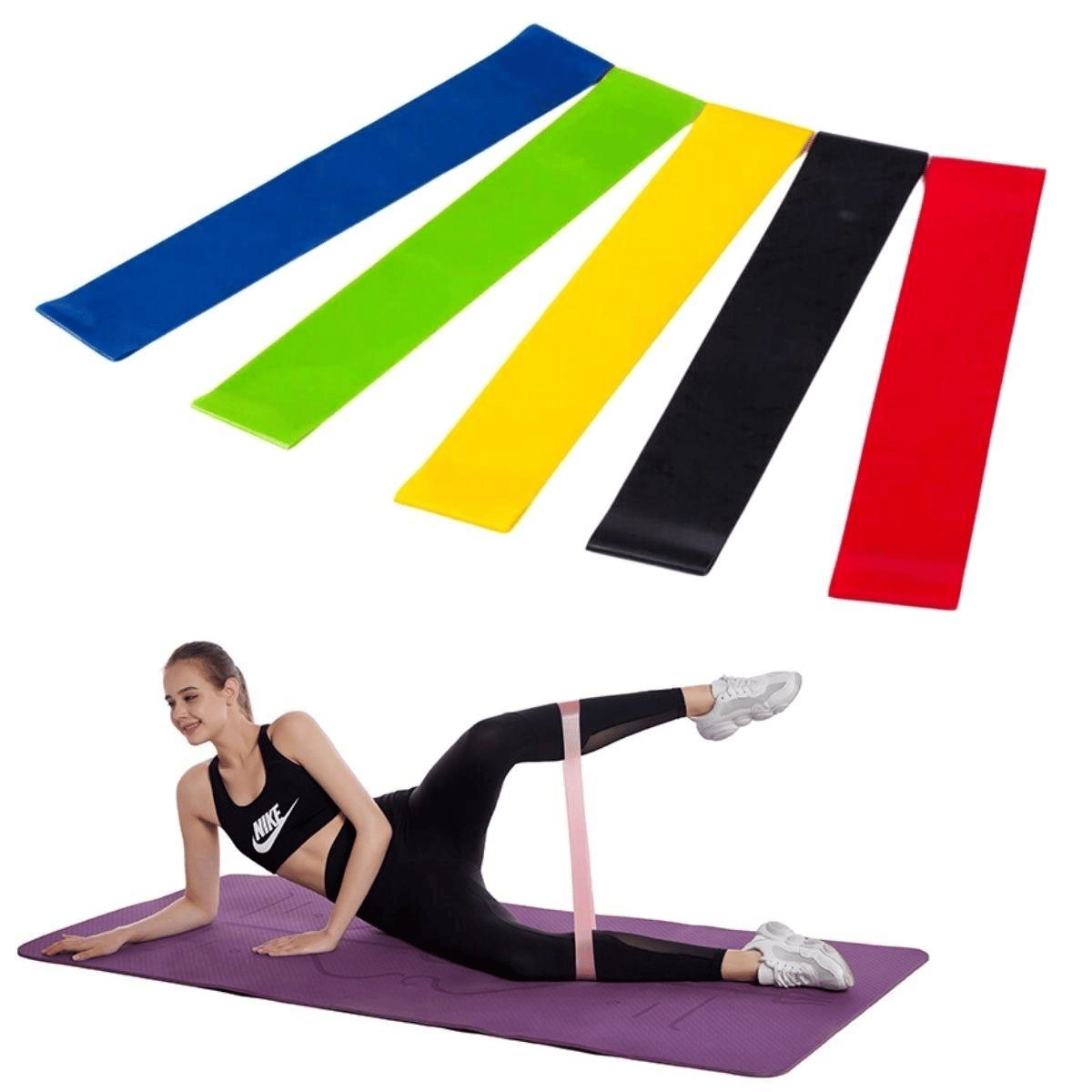 5li Egzersiz Direnç Bant Seti Pilates Crossfit Ekipmanları Bx40