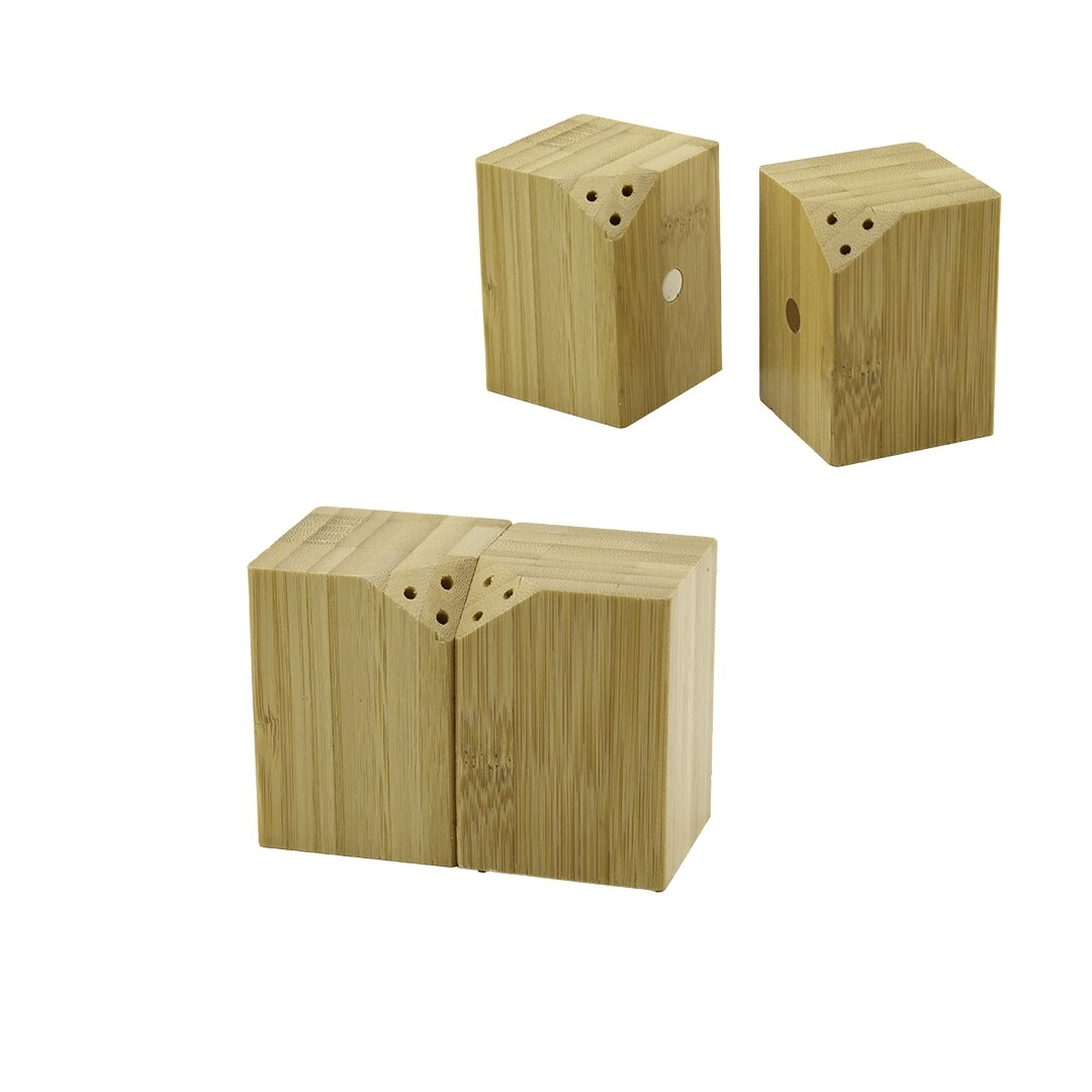 5x5cm--y:7cm   2pcs   Mıknatıslı İkiz   Ahşap Bambu  Baharatlık - Tuzluk Bx40