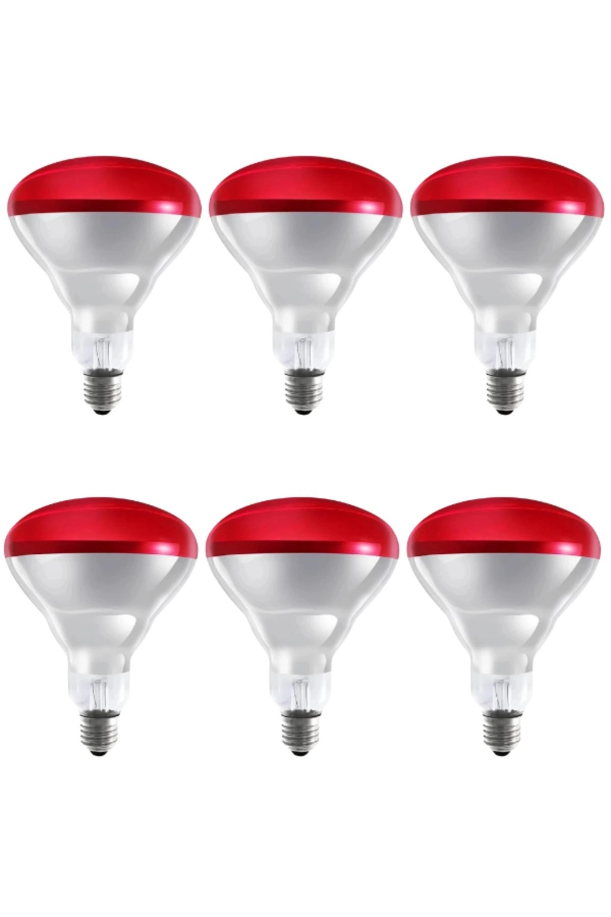 (6 Adet) 250W Kızılötesi Isıtıcılı Hayvan Isıtma ve Kuluçka Lambası (Kırmızı Işık) E27 (Kalın Duy)