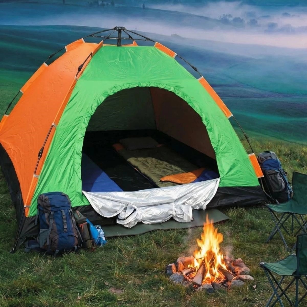 6 Kişilik Otomatik Kurulum Kamp Çadırı – Outdoor Aile, Doğa, Suya Dayanıklı Hızlı Kurulum Çadır 220x250x160 Cm Bx40