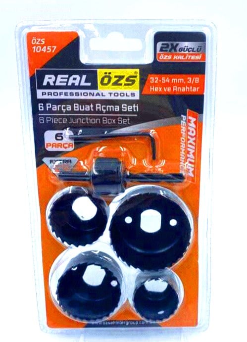 6 Parça  Buat Açma Panç Seti 38-54mm- 3/8 Hex - Anahtar Bx40