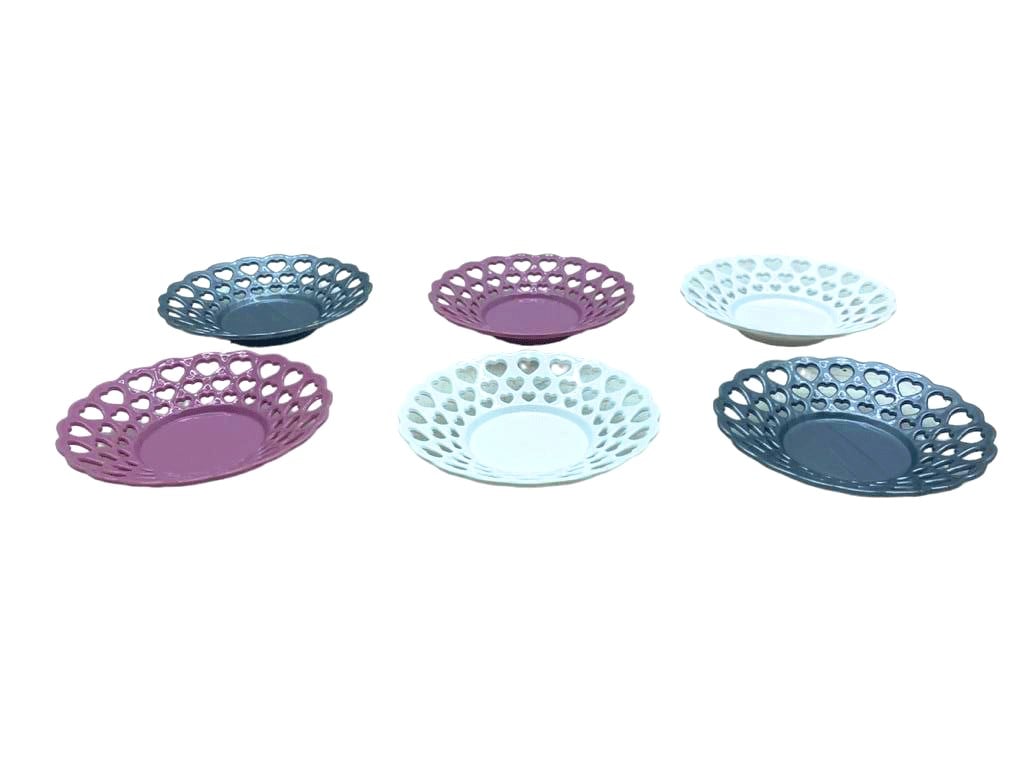 6 Parça  Renkli Plastik Çay Tabak Bx40