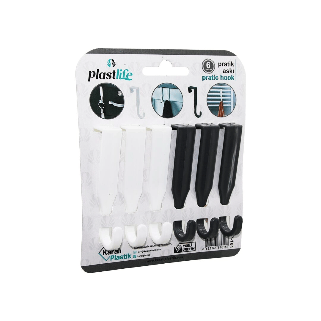 6pcs - Tek Kollu   Çok Amaçlı - Tak Çıkar  Pratik Plastik Askı Bx40