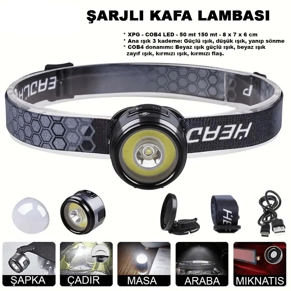 7 Mod Şarjlı Kafa Ve Kamp Lambası  Wt-618