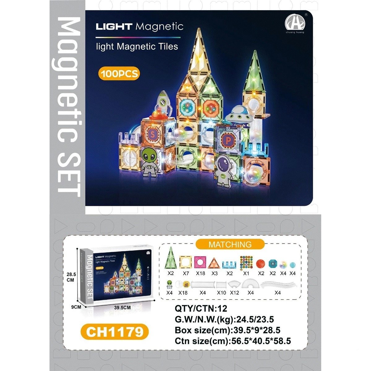 7.5CM Işıklı Magnetic Blok 100 Parça