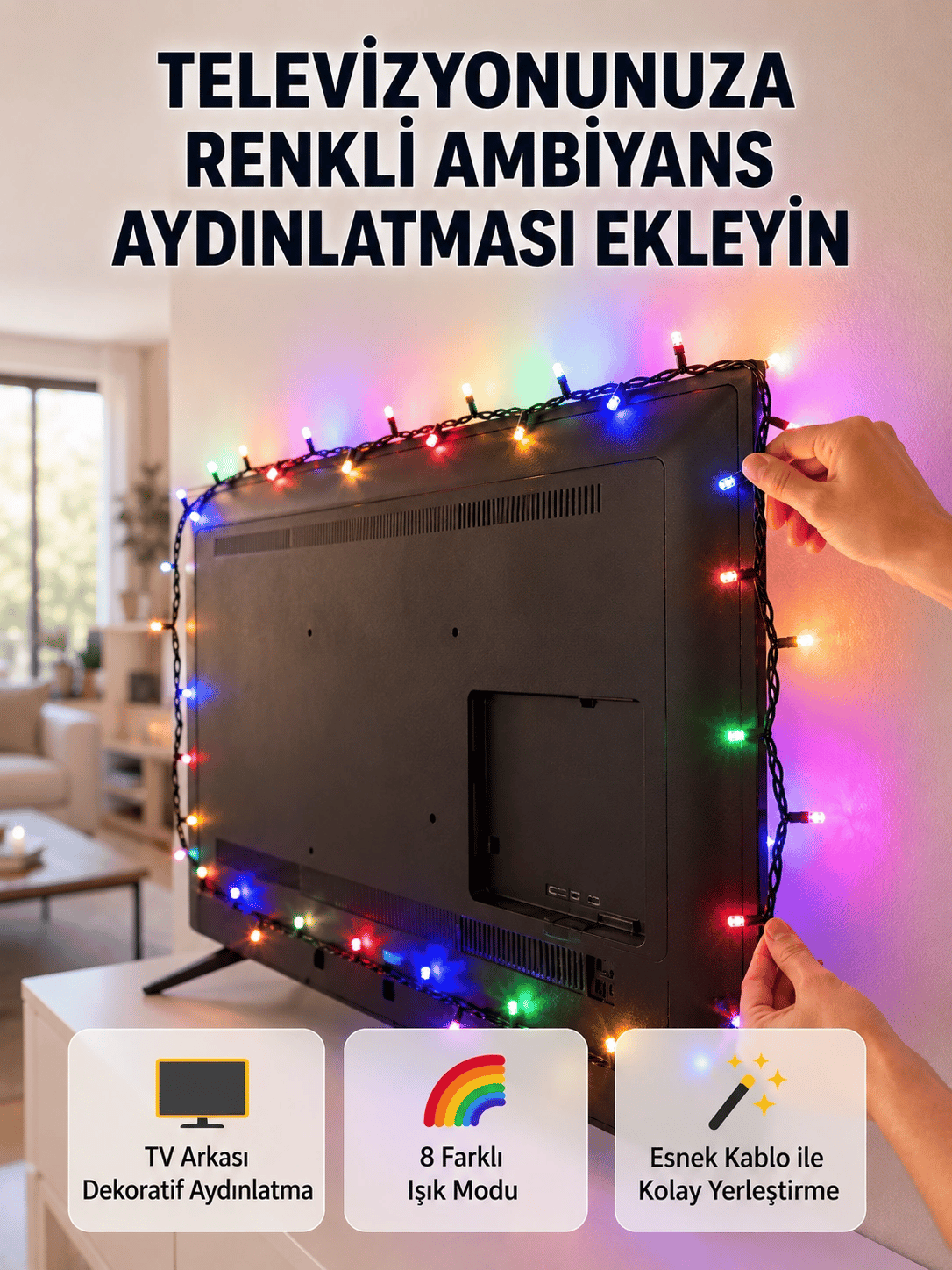 8 Modlu LED Işık Zinciri İç Mekan Dekoratif Aydınlatma Yeni Nesil